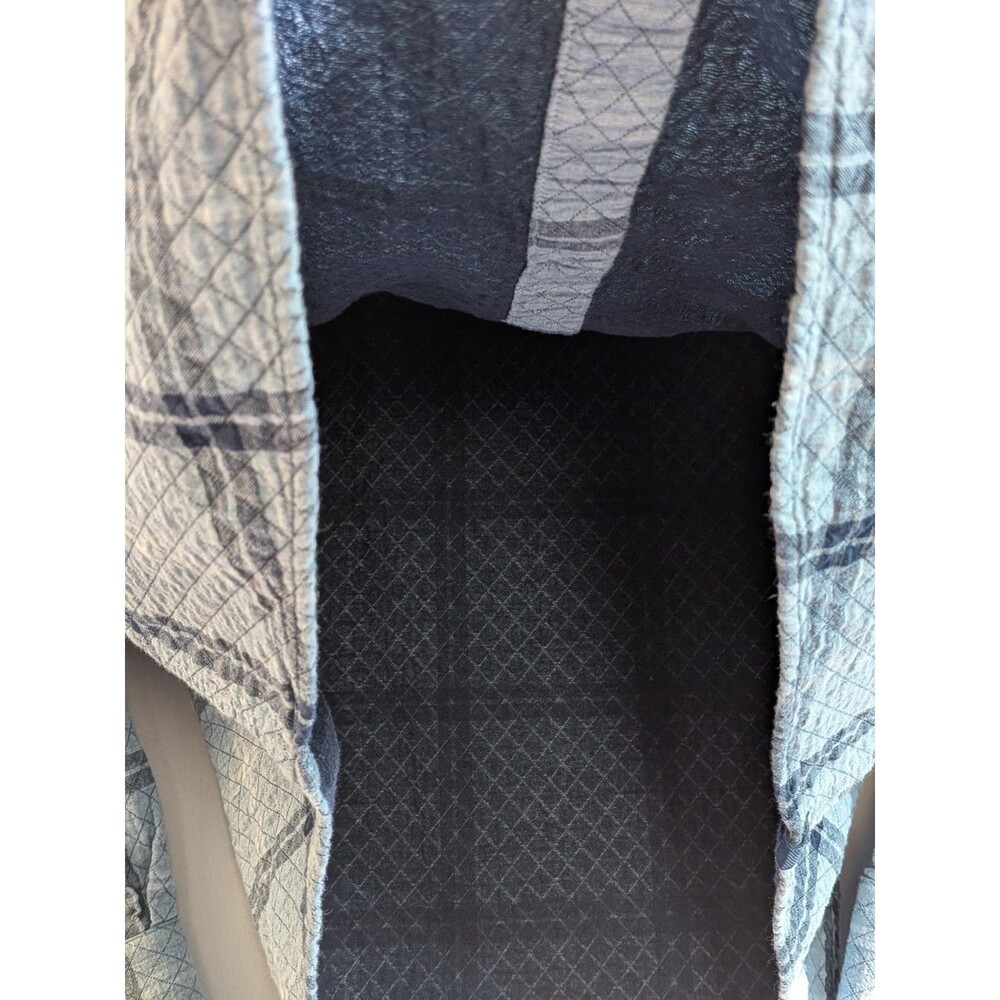 Southern Tide Mens XL Quilted Button Down Plaid Shirt Long Gray Blue Warm Casual - Picture 7 of 14
